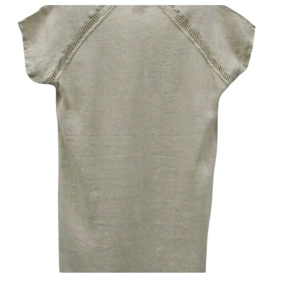 Bellambia Beige Short Sleeve Linen Midi Dress Size Large - Picture 2 of 8